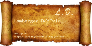 Lamberger Dávid névjegykártya